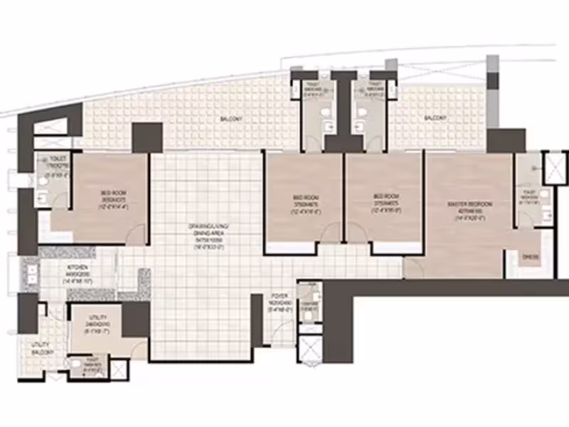 4 BHK apartment floor plan